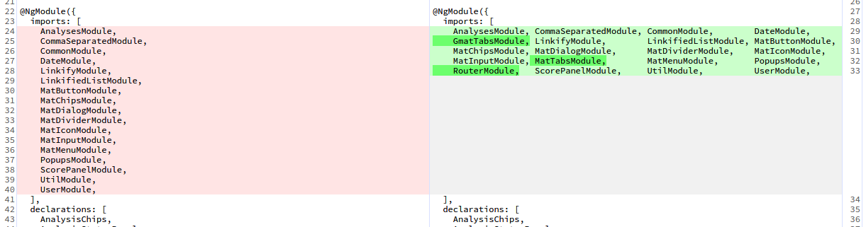 Intraline diffing showing character-level differences