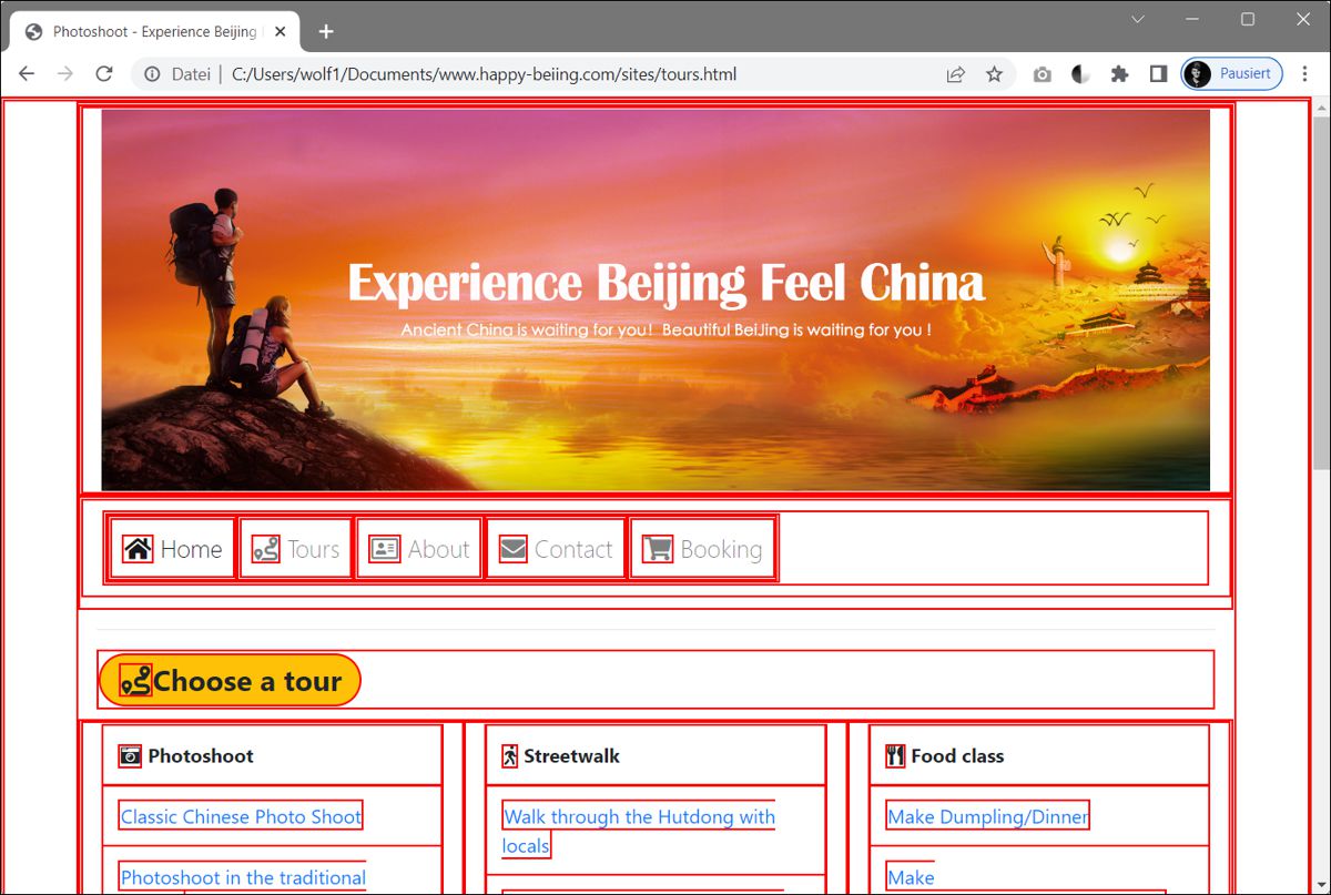 The Rectangular Boxes That Make Up a Web Page Have Been Made Visible
