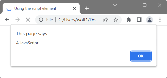 JavaScript (Here, a Simple Dialog Box) Is Executed before the Web Page Gets Displayed