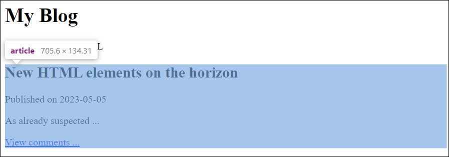 The Example Shows a Meaningful and Logical <article> Composition of a Blog Entry
