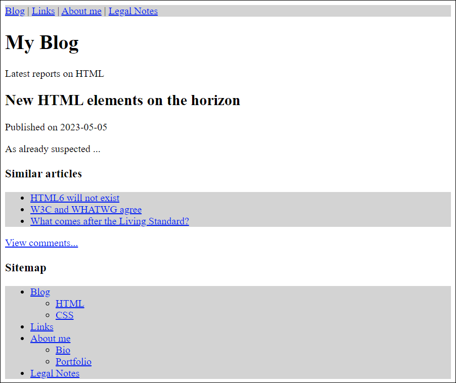 The <nav> Element (Colored Here) Can Be Used to Divide a Separate (Navigation) Section or to Group Blocks of Links within Other HTML Elements