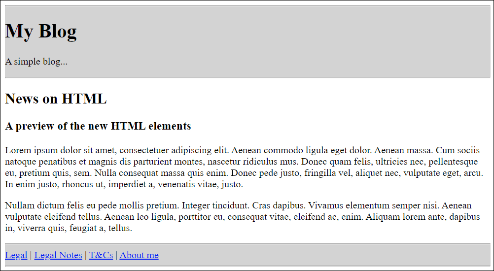 Two Paragraphs with Body Text between <p> and </p> Displayed in the Web Browser