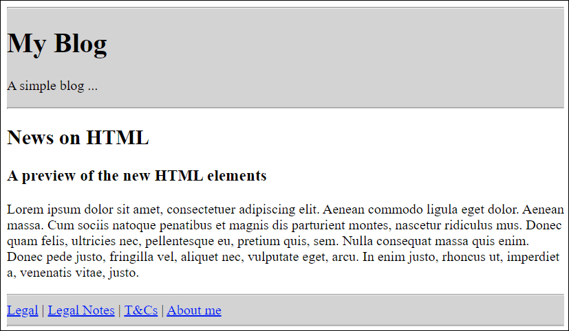 The Header and Footer of the HTML Document Appear in Gray