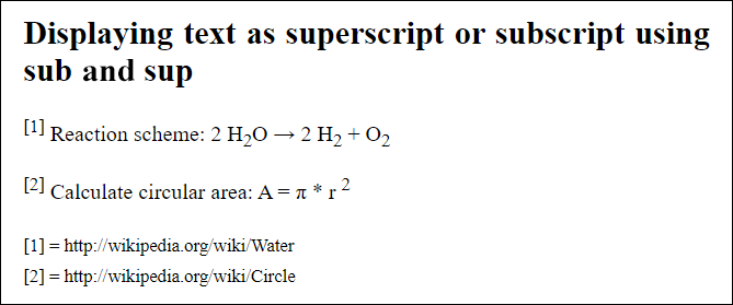 The <sub> and <sup> Elements Were Used Several Times for Superscript and Subscript Numbers and Footnotes, Respectively