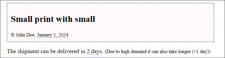 A Copyright Was Placed in the Head of an Article as well as Small Printed Information between <small> and </small>