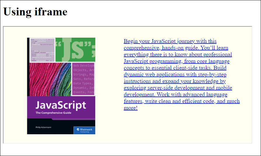 An HTML Document Has Been Embedded within the Current HTML Document Using <iframe>