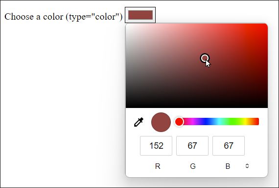 The Input Field for Colors in Windows with the Firefox Browser