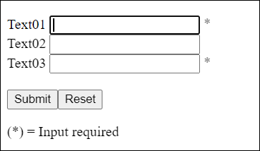 An Asterisk Indicates Which Fields Require Input