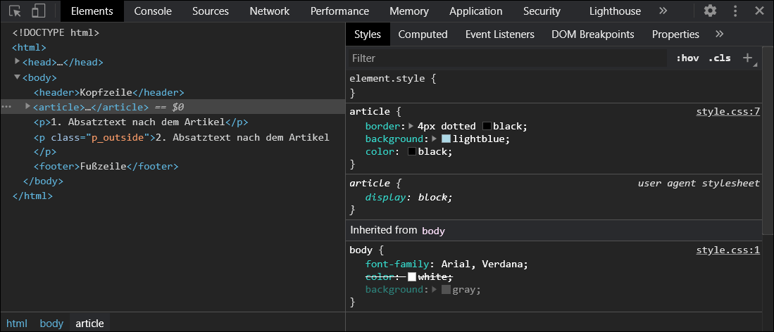 Indispensable for Analyzing the CSS Is the Developer Tool of the Web Browser