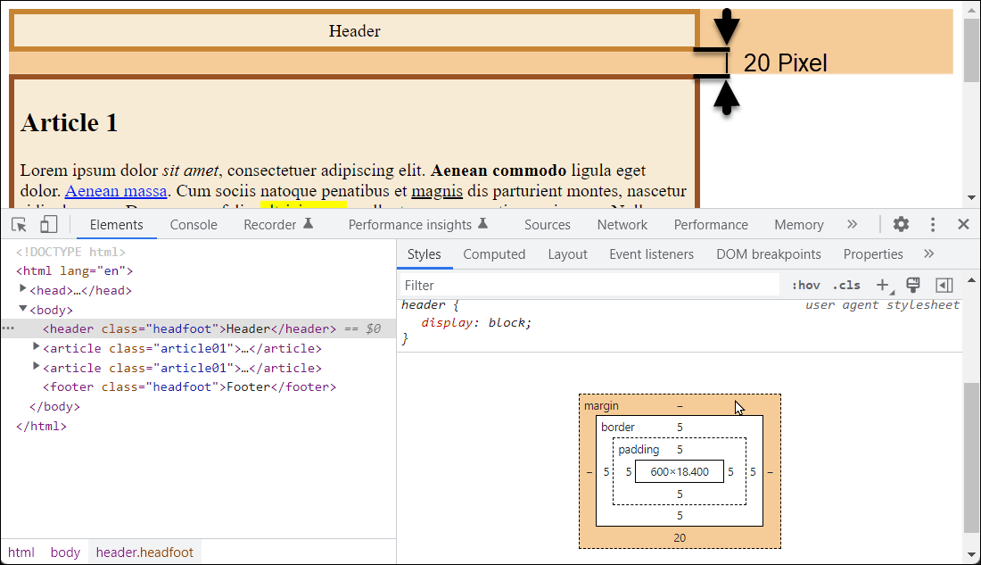 Two Collapsing Margins: Instead of the Mathematically Logical 30 Pixels, the Distance Here Is 20 Pixels