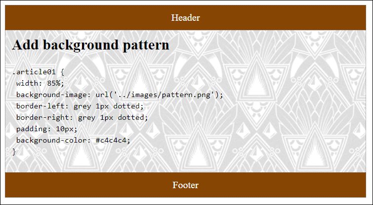 A Background Graphic That Overlays the Background Color Has Been Added to the <article> Element (Background Pattern: https://dinpattern.com)