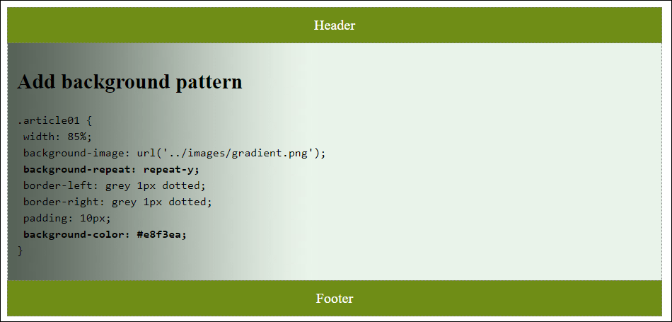 Tiling in the Vertical Direction with “background-repeat: repeat-y”, and the Matching Background Color Also Works with the Gradient