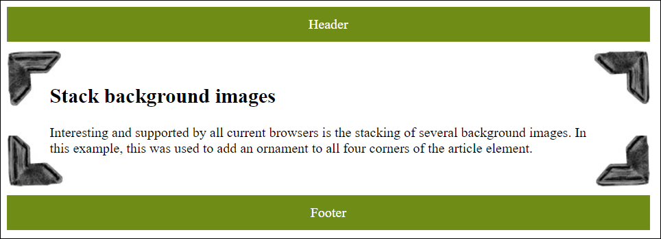 The Example after Stacking Multiple Background Images and Positioning Them Accordingly without Tiles