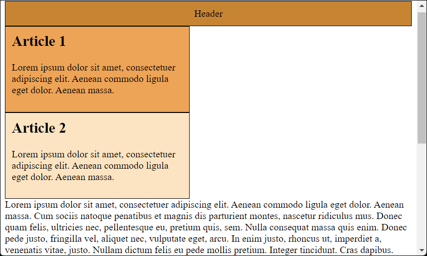 Default Static Arrangement according to the Document Flow with the Default Setting “position: static;”