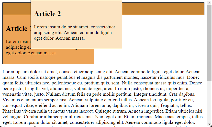 The Absolutely Positioned Area Floats Completely Detached above the Web Page