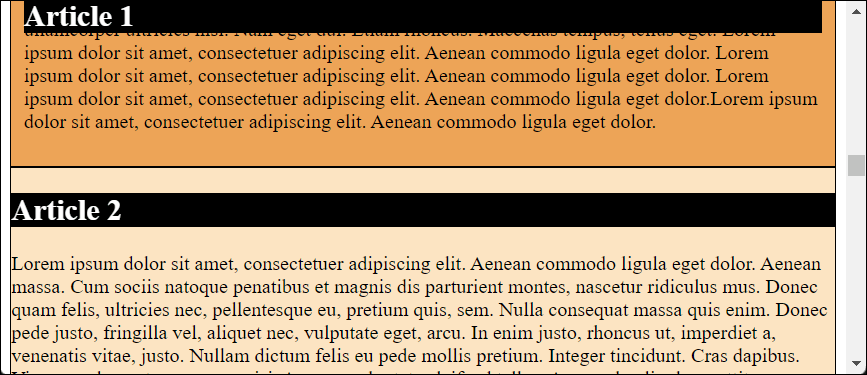 When Scrolling Down, the Headline Will Stick to the Top of the Screen Due to “position: sticky;”