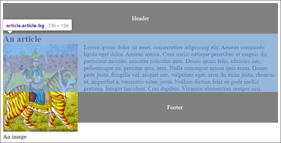 The Image Extends from the “article” Element beyond the “footer” Element