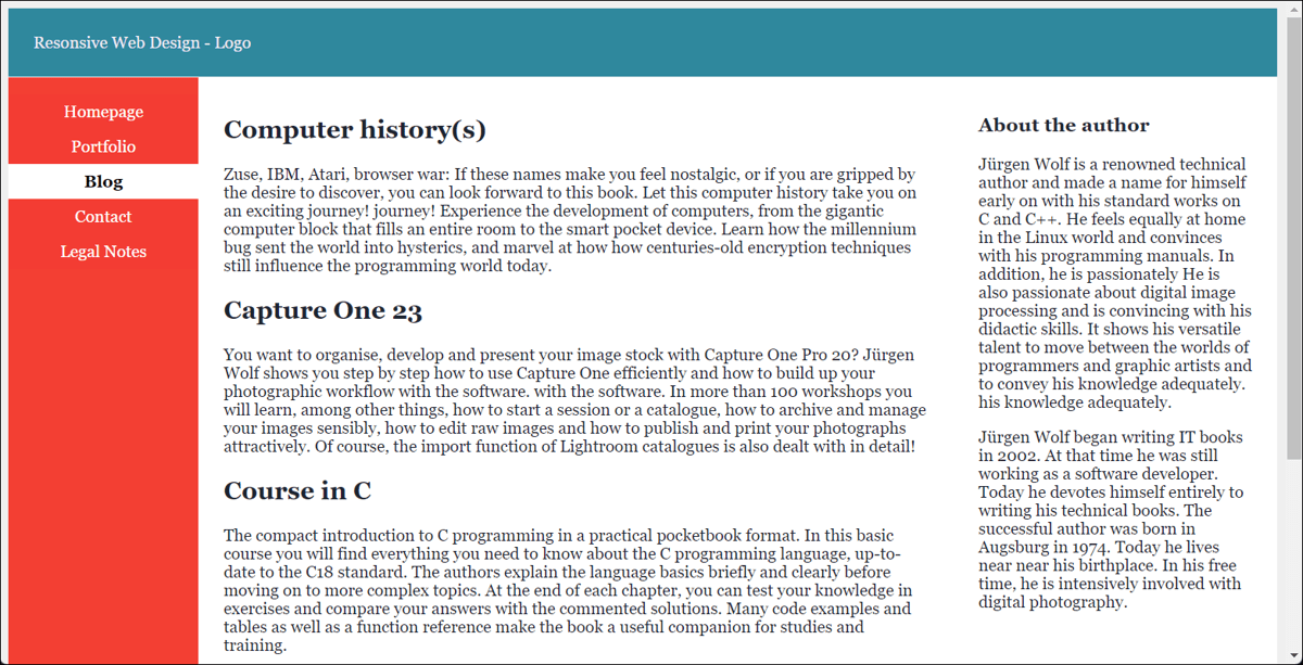 The Layout for the Desktop Version from a Viewport of 1,024 Pixels Wide