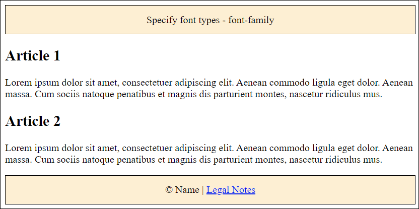 An HTML Document with the Default Font of the Web Browser