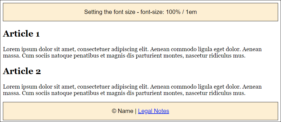 The Default Font Size Gets Preserved If You Set “font-size” to 100% or “1em” for the <body> Element