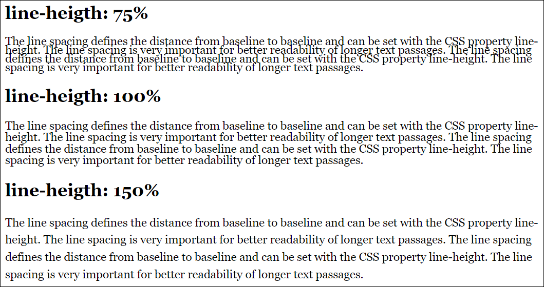 Different Line Spacing Has a Drastic Effect on the Readability of the Text (Example in /examples/chapter014/14_1_7/index.html)