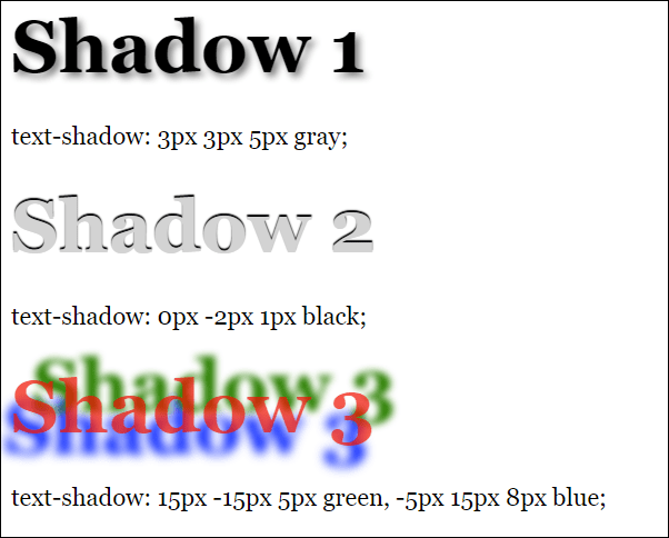 Different Variants of Shadows