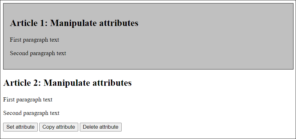 Manipulating the Attributes of an Element Node