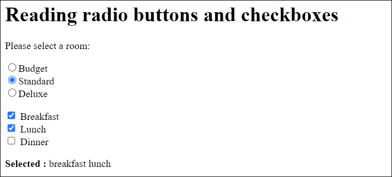 Reading Radio Buttons and Checkboxes with JavaScript
