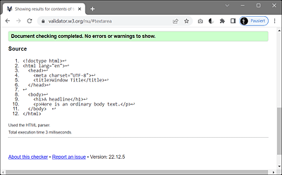 HTML Code Has Passed the Test and Is Valid