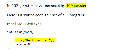 Web Browsers That Recognize the New Element Usually Mark the Text Placed between <mark> and </mark> with Yellow Background Color