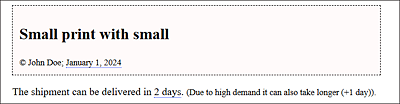 A Copyright Was Placed in the Head of an Article as well as Small Printed Information between <small> and </small>