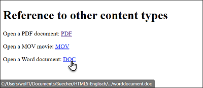 Three Links to Different Types of Content