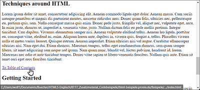 Clicking the “Techniques around HTML” Link Jumps the User Directly to the Corresponding Section