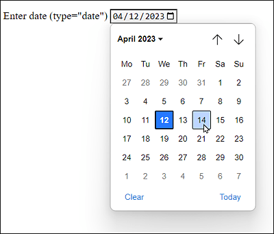 The Input Field for a Date in the Chrome Browser