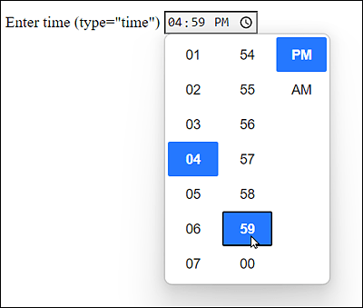 Input Field for the Time