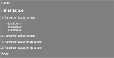 Due to Inheritance, the Text in This Example Is Displayed in White Arial Font with Gray <body> Background