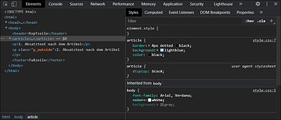 Indispensable for Analyzing the CSS Is the Developer Tool of the Web Browser
