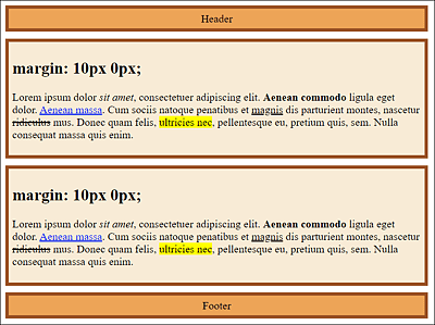 The <article> Element Has Been Set with an Outer Margin of 10 Pixels to the Top and Bottom (“margin: 10px 0px”)