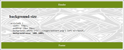 A 189 × 229 pixel Background Image Has Been Stretched Entirely across the <article> Element via “background-size”