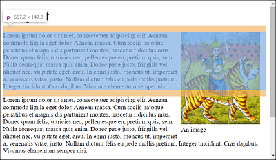 The Proof: Only the Text from the “p” Paragraph Element Flows around the “figure” Element with the Image; “padding”, “border”, “margin”, and “background” Remain