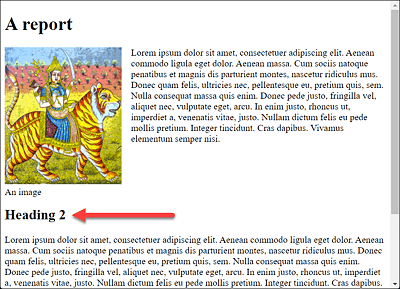 From the h2 Heading Onward, the Flow around the Image Will End