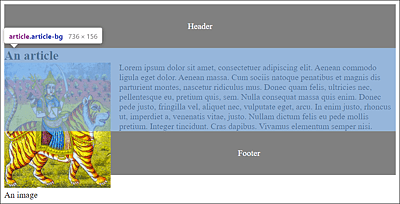 The Image Extends from the “article” Element beyond the “footer” Element