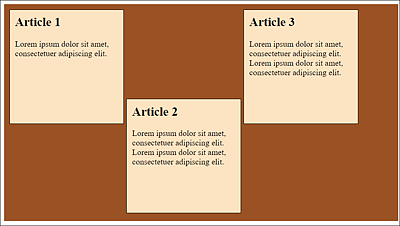 Here I’ve Arranged the Middle Article with “align-self: flex-end;” at the Bottom of the Flexbox