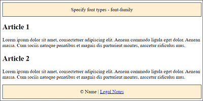 An HTML Document with the Default Font of the Web Browser