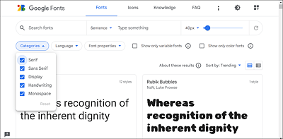 Fonts on https://fonts.google.com