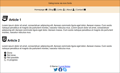 Various Icons without Graphics in Use Thanks to Font Awesome Icon Fonts