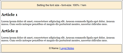 The Default Font Size Gets Preserved If You Set “font-size” to 100% or “1em” for the <body> Element