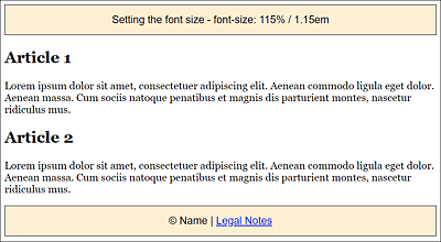 Here, the Font Size Has Been Increased by 15% via the <body> Element