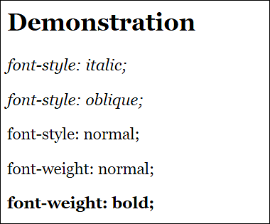 Changing the Font Style with “font-style” and “font-weight” (Example in /examples/chapter014/14_1_5/index.html)