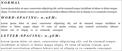CSS Features “word-spacing” and “letter-spacing” in Use